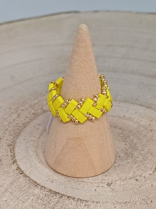 Bague chevron jaunes et dorées 56