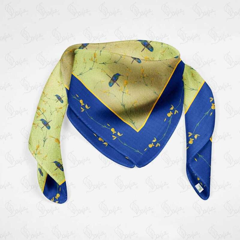 Green-Royal Blue Hummingbird scarf