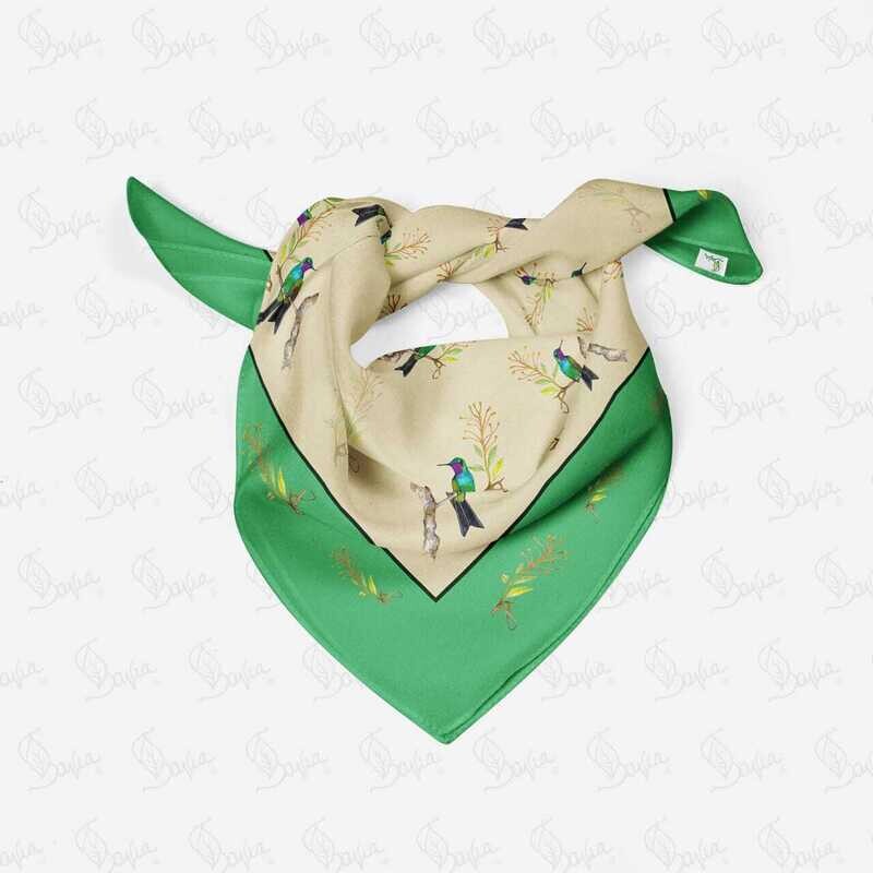 Green-Beige Hummingbird scarf