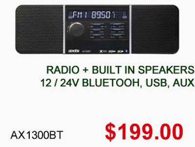 Radio + Built in Speakers 12-24 V Bluetooth, USB, AUX