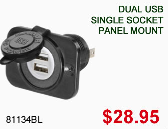 Dual USB Single Socket Panel Mount