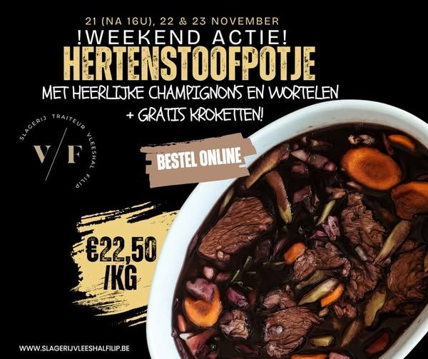 1/2 Kg Hertenstoofpotje met champignons en wortelen