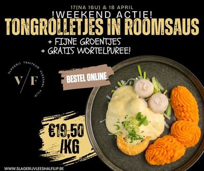 1/2Kg Tongrolletjes met fijne groenten &amp; roomsausje