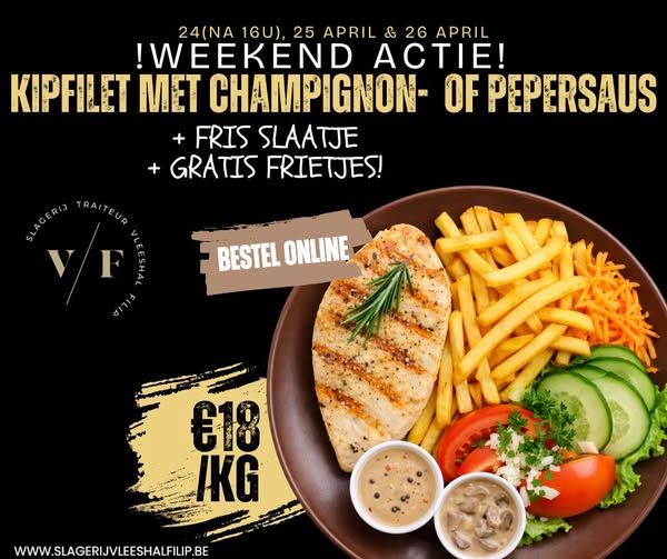 1kg Gebakken kipfilet met champignonroomsaus