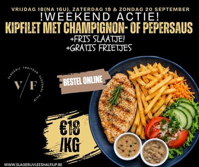1kg Gebakken kipfilet met champignonroomsaus