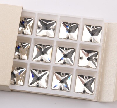 Стразы пришивные (камни) квадрат Square 16x16mm, 14х14mm  Crystal Clear