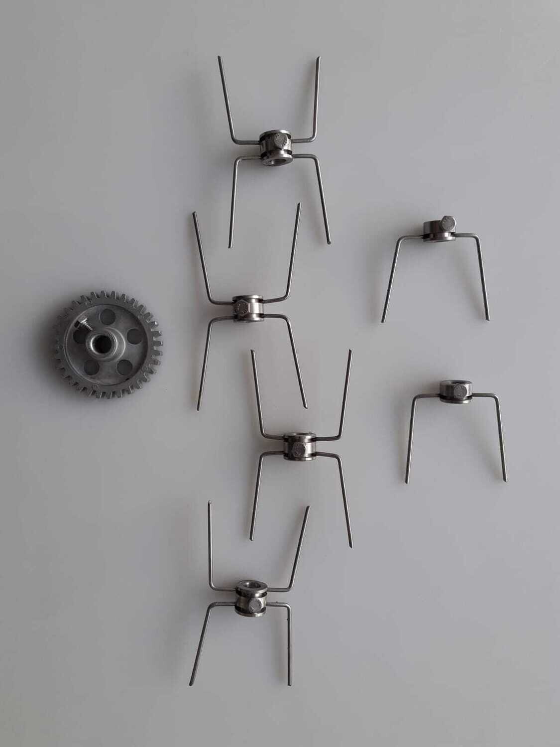 KIT 04 GANCHOS DUPLOS E 02 GANCHOS SIMPLES AÇO INOXIDÁVEL/ENGRENAGEM Ø76MM