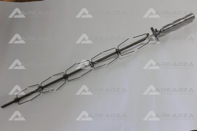 Cód. 175 - Espeto/Varão Aço Inoxidável AISI 304 c/ Cabo Revestido Alumínio  Ø1/2" x 1.170mm Completo c/ Engrenagem Ø 82mm(Consultar envio antes de finalizar o pedido)