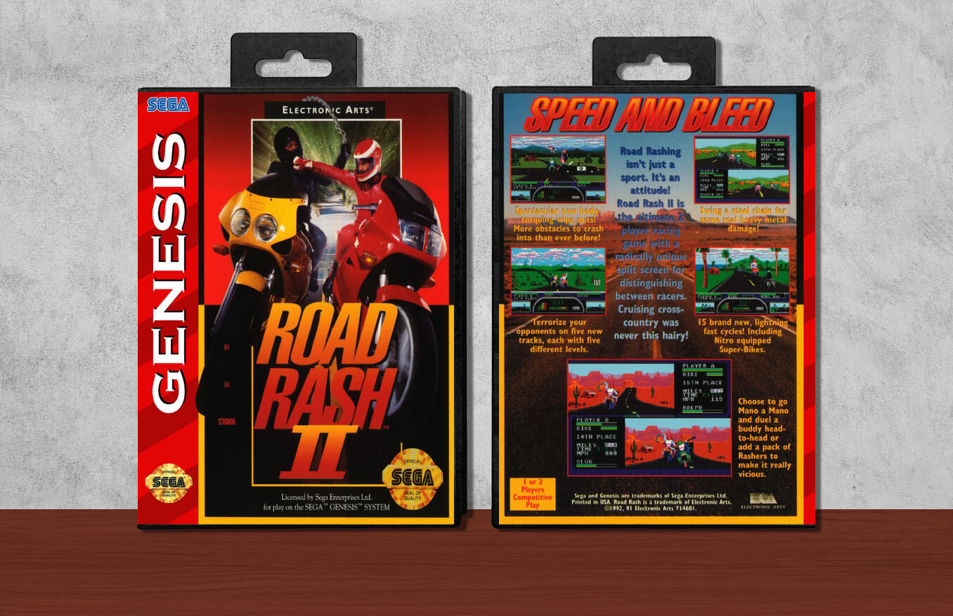 Road Rash II (Regular Genesis Cart), Case Color: Black
