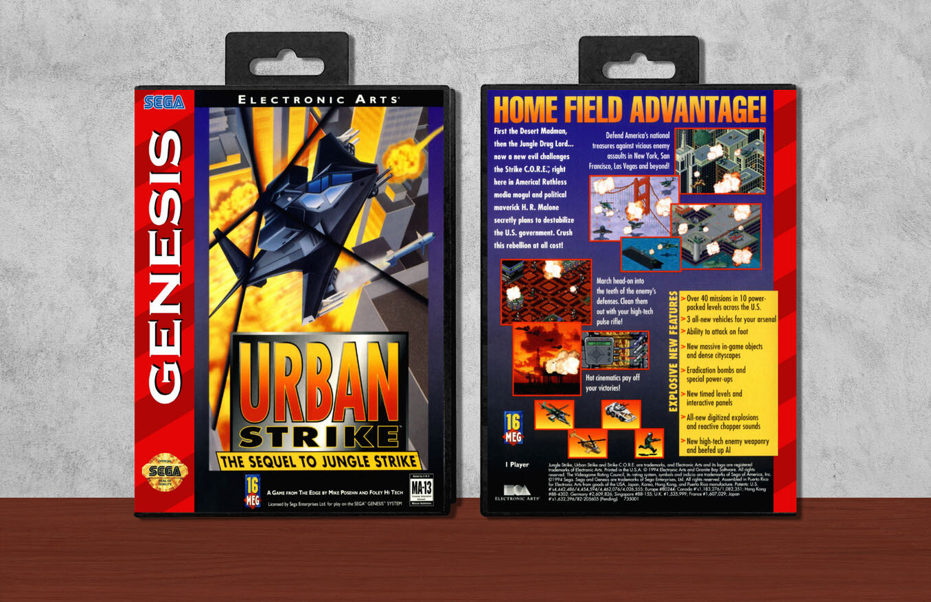 Urban Strike The Sequel to Jungle Strike (Standard Cart), Case Color: Black