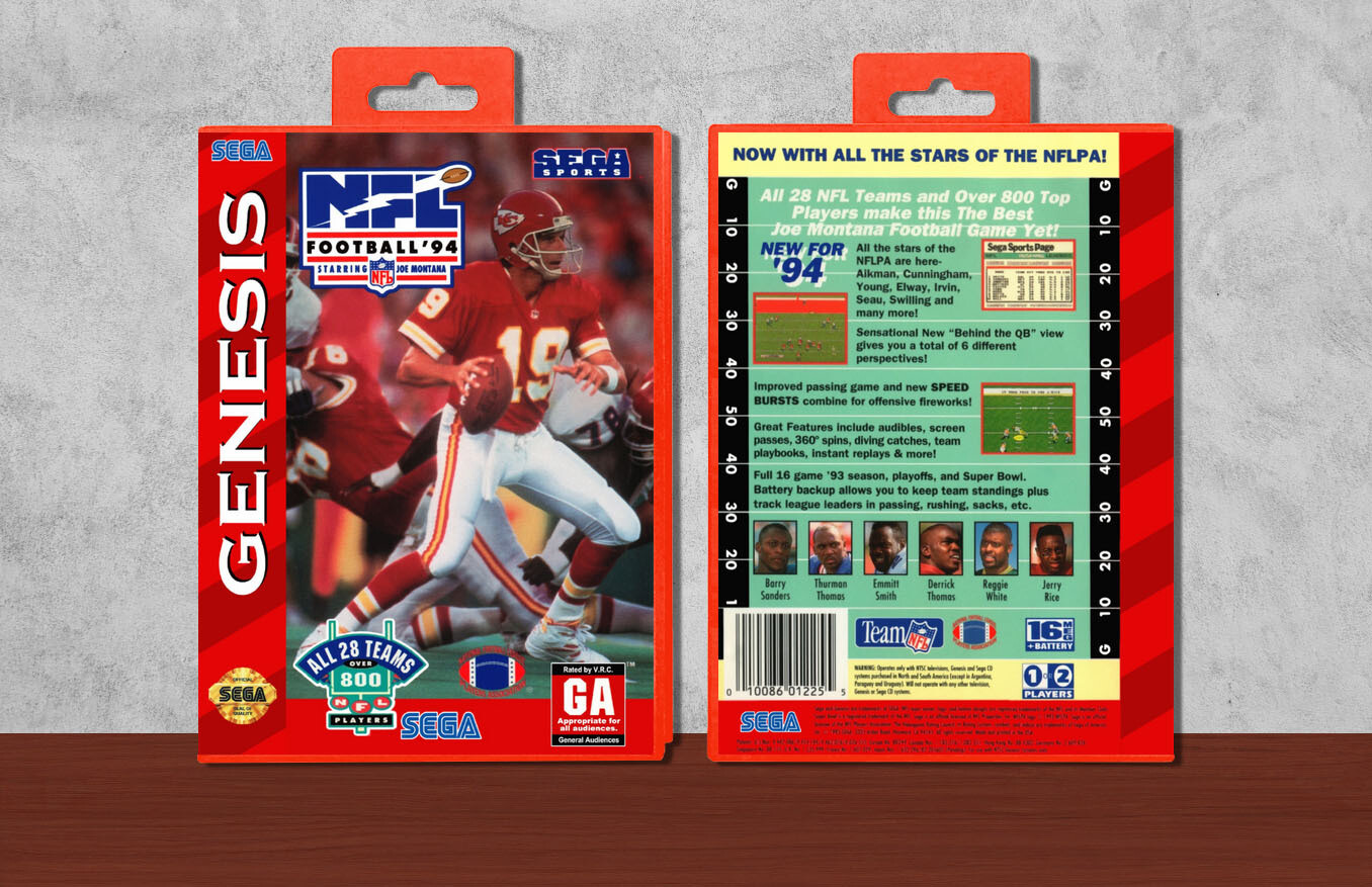 NFL Football '94 Starring Joe Montana, Case Color: Red