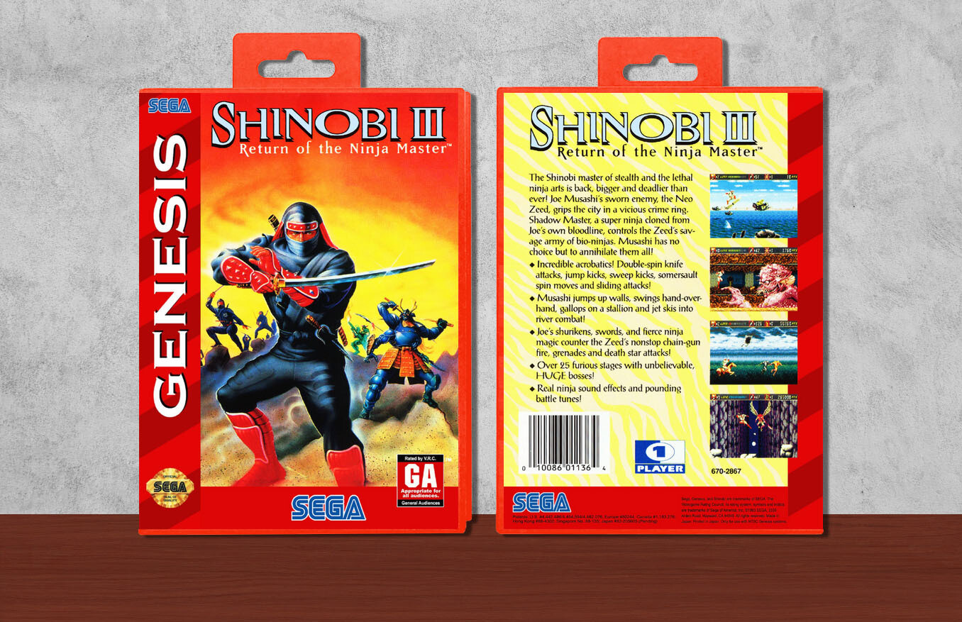 Shinobi III: Return of the Ninja Master, Case Color: Red