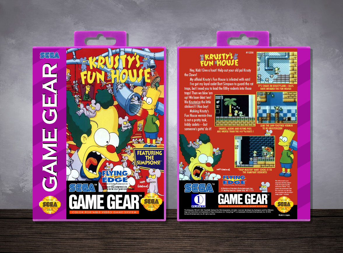 SEGA Game Gear Game Case - Krusty's Fun House