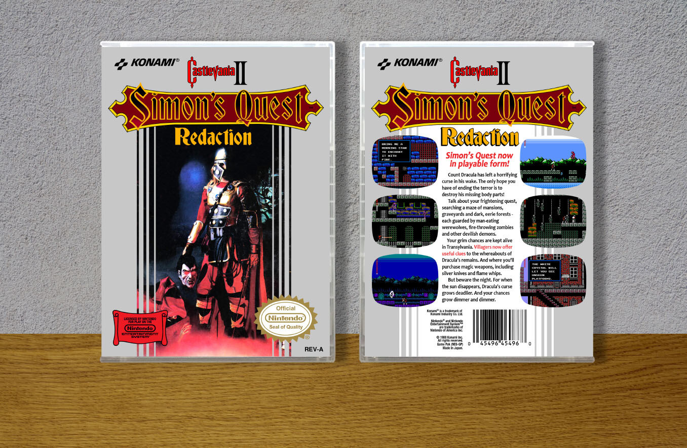 Castlevania II: Simon&#39;s Quest Redaction, Case Color: CLEAR (Transparent)