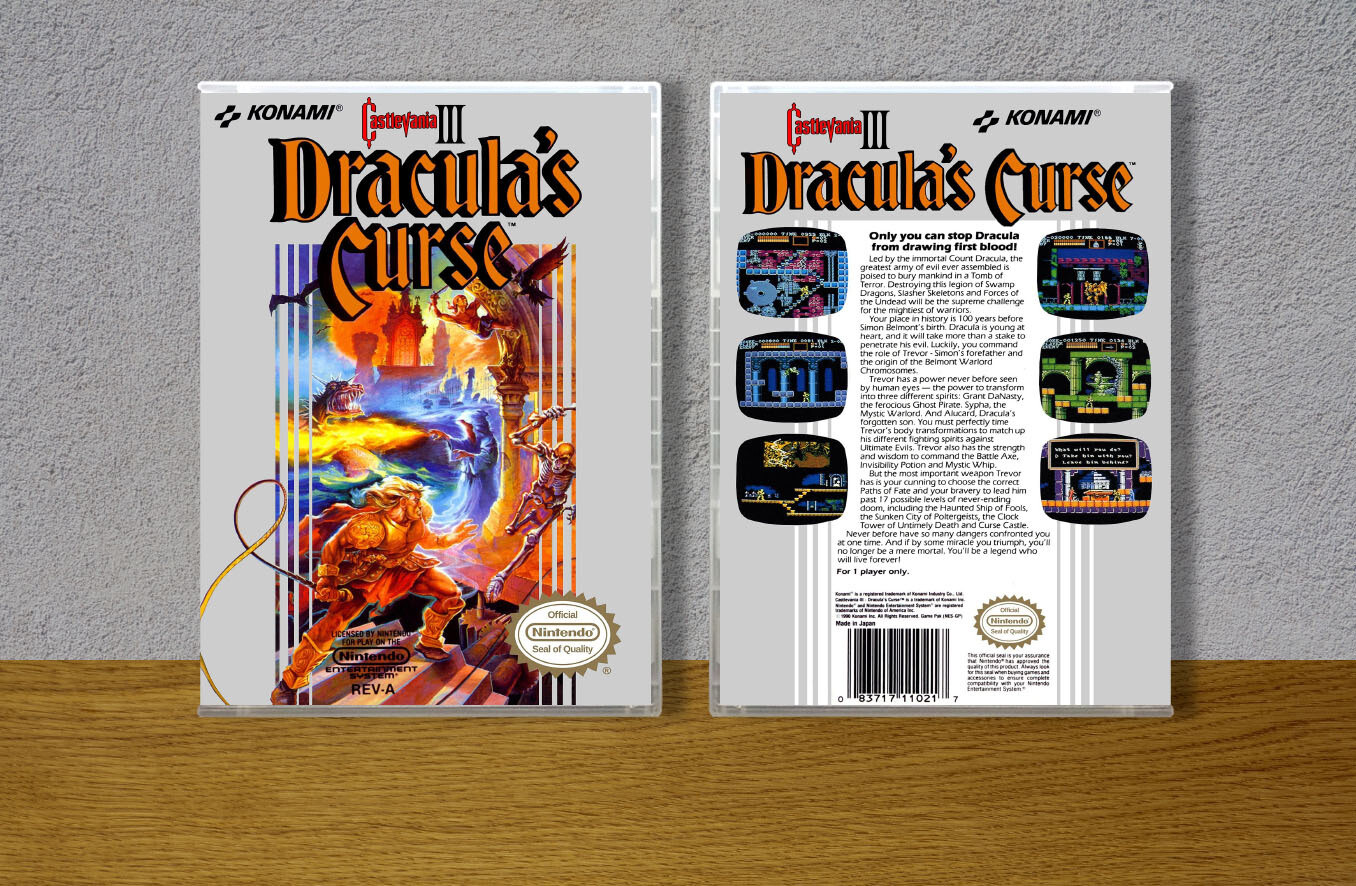 Castlevania III: Dracula&#39;s Curse, Case Color: CLEAR (Transparent)