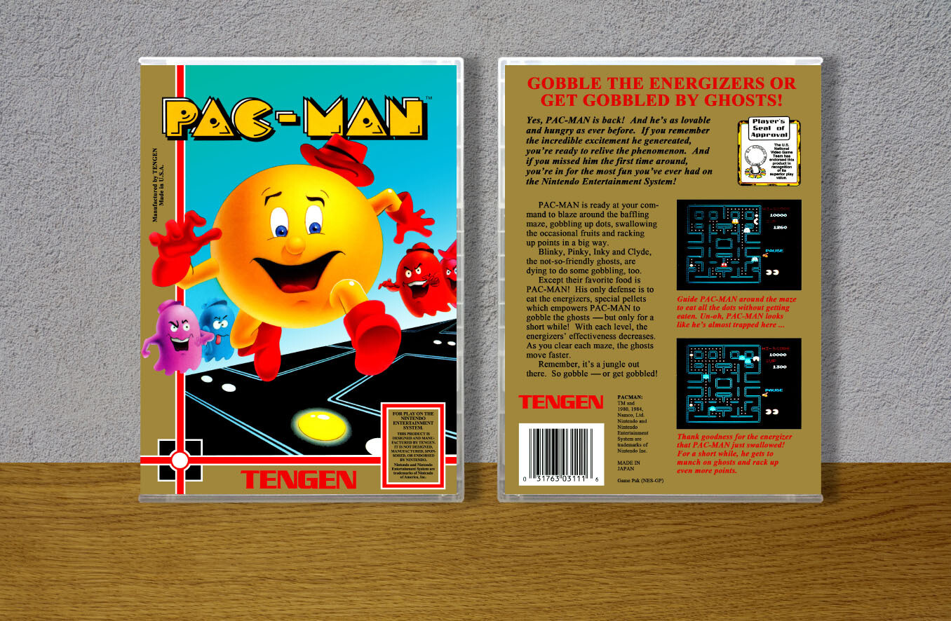 Pac-Man (Unlicensed Tengen Original), Case Color: CLEAR (Transparent)