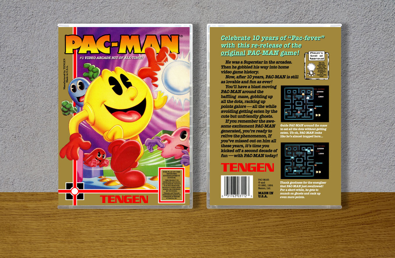 Pac-Man (Unlicensed Tengen Re-release), Case Color: CLEAR (Transparent)