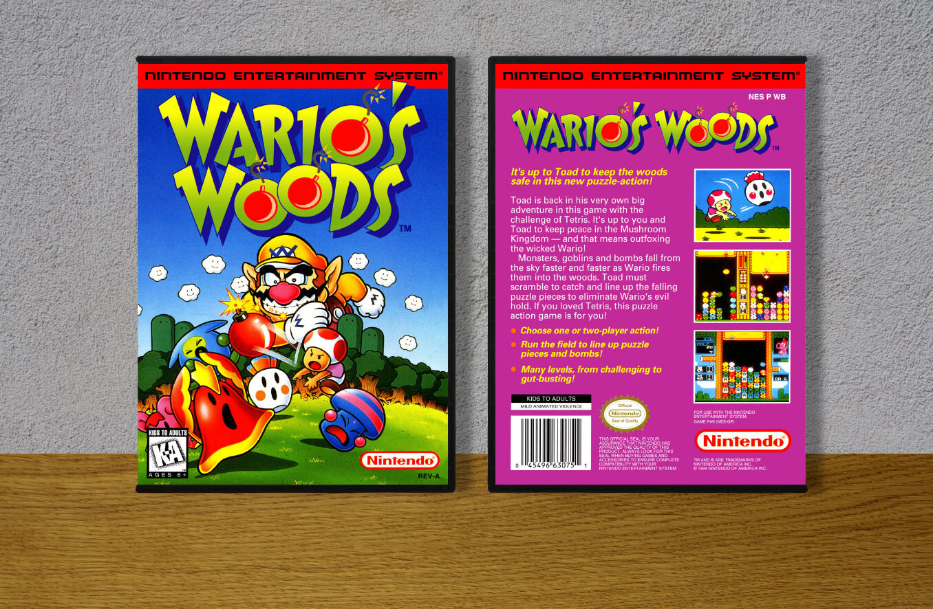 Wario&#39;s Woods, Case Color: DARK GREY (OEM DS CASE COLOR)