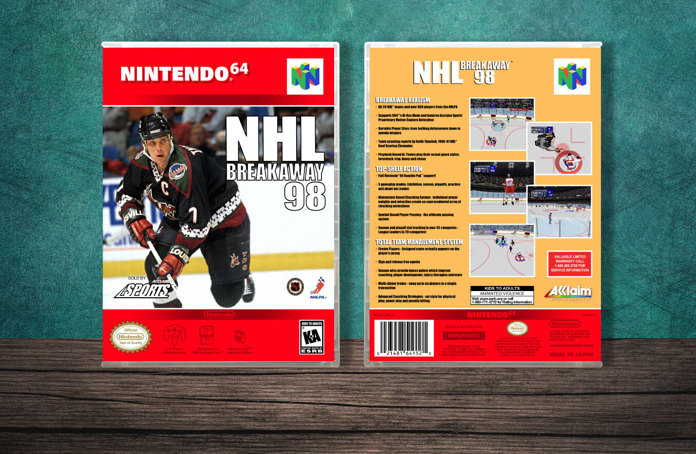 NHL Breakaway &#39;98, Case Color: CLEAR (Transparent)