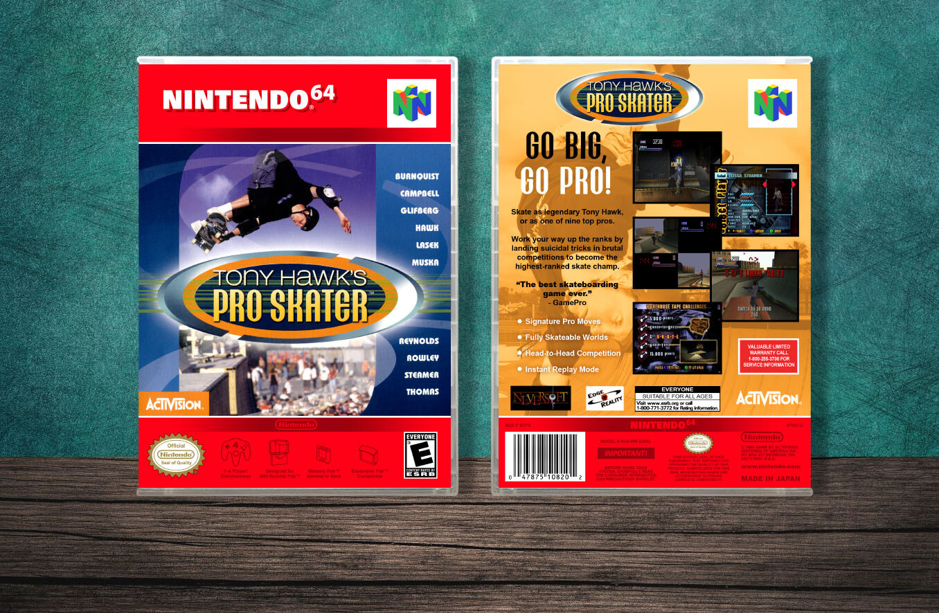 Tony Hawk&#39;s Pro Skater, Case Color: CLEAR (Transparent)