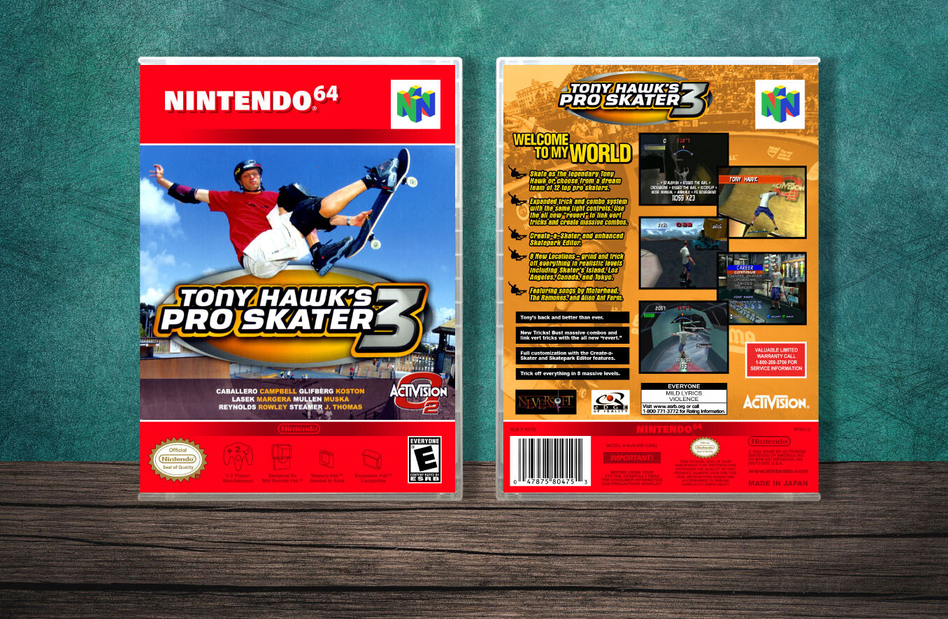 Tony Hawk&#39;s Pro Skater 3, Case Color: CLEAR (Transparent)