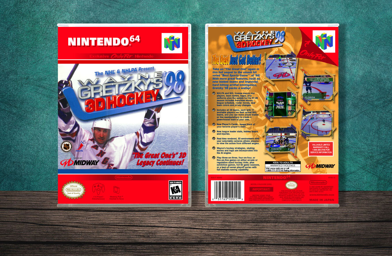 Wayne Gretzky&#39;s 3D Hockey &#39;98, Case Color: CLEAR (Transparent)
