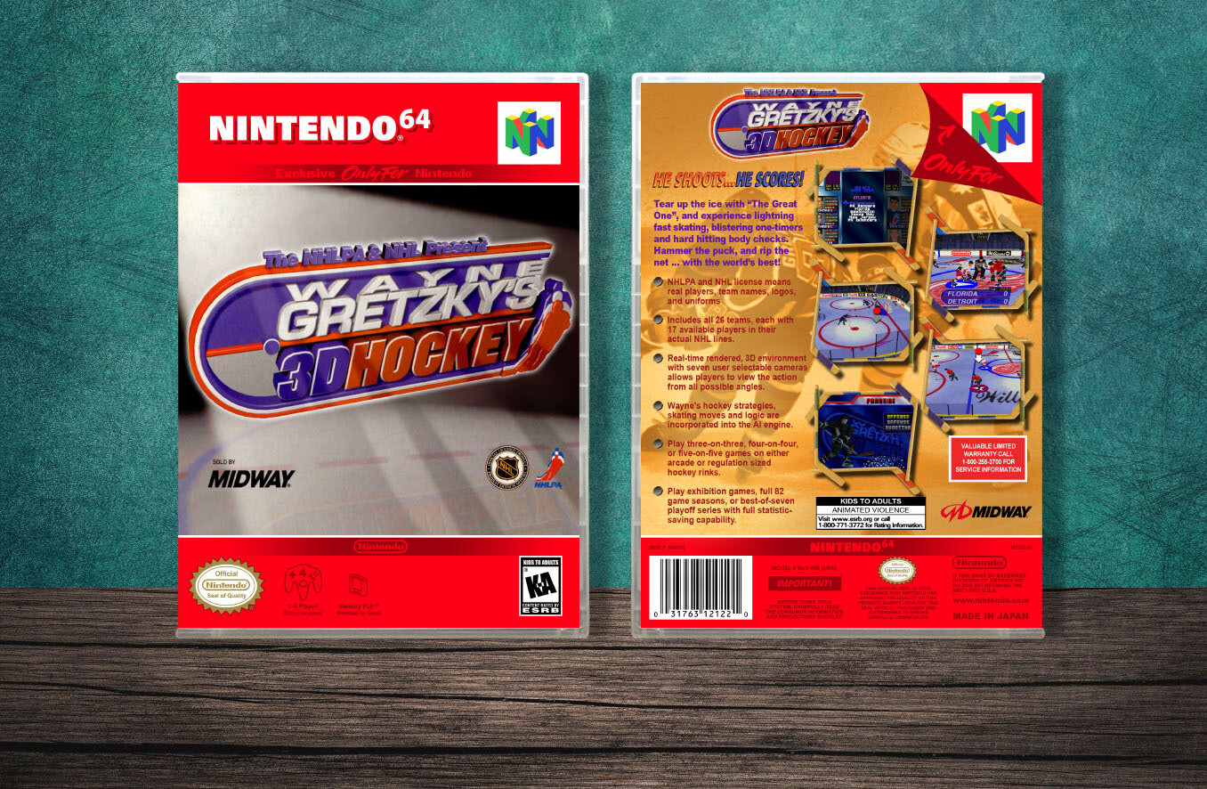 Wayne Gretzky&#39;s 3D Hockey, Case Color: CLEAR (Transparent)
