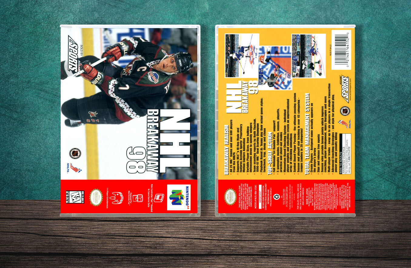 NHL Breakaway &#39;98, Case Color: CLEAR (Transparent)