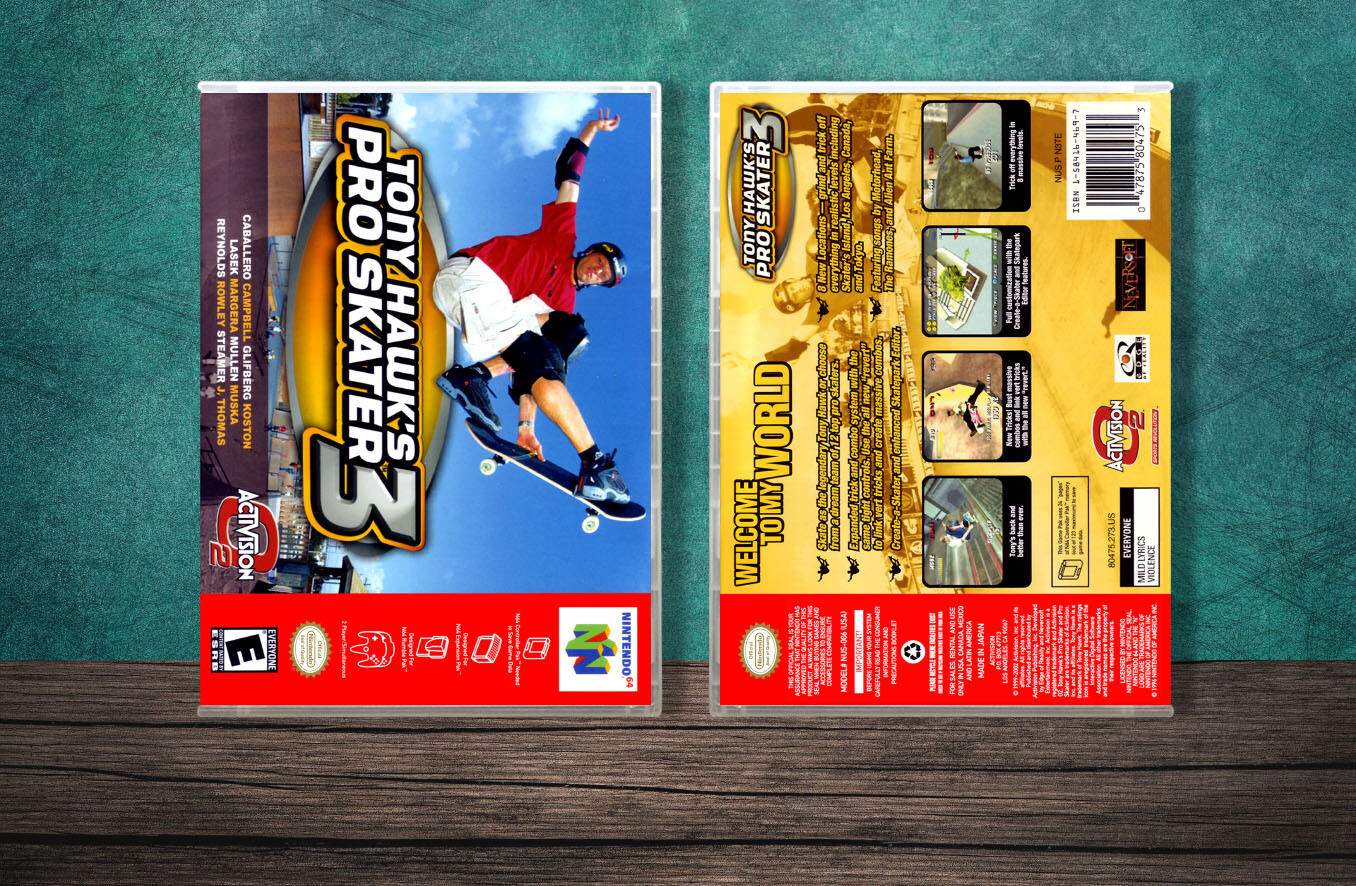 Tony Hawk&#39;s Pro Skater 3, Case Color: CLEAR (Transparent)