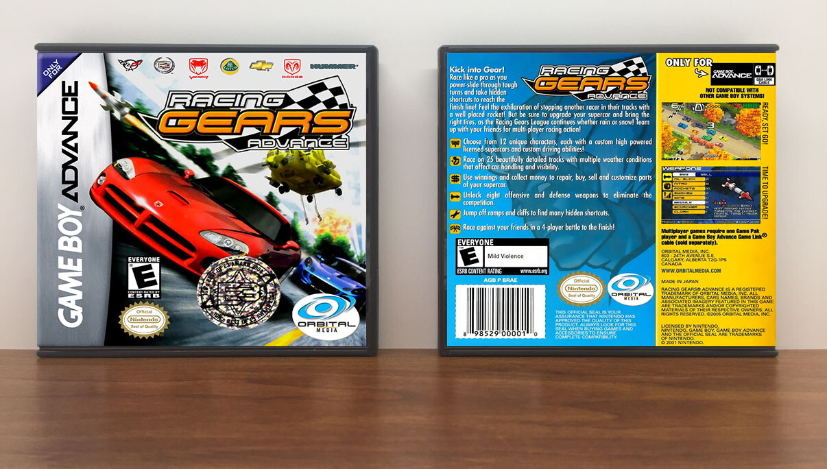 Racing Gears Advance, Artwork Spine Color: Chrome