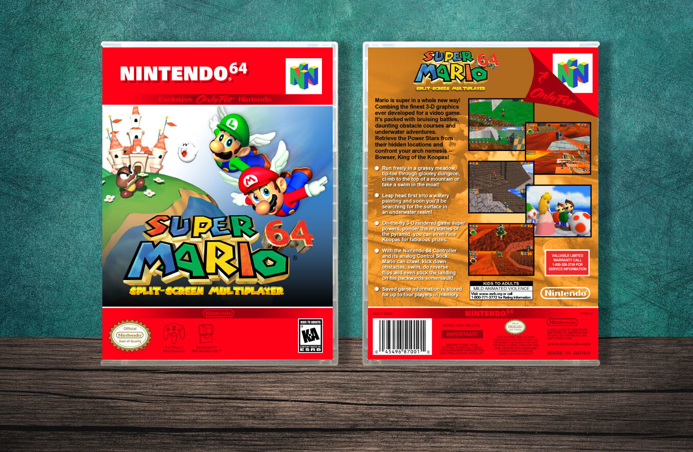 Super Mario 64 Splitscreen Multiplayer, Case Color: CLEAR (Transparent)