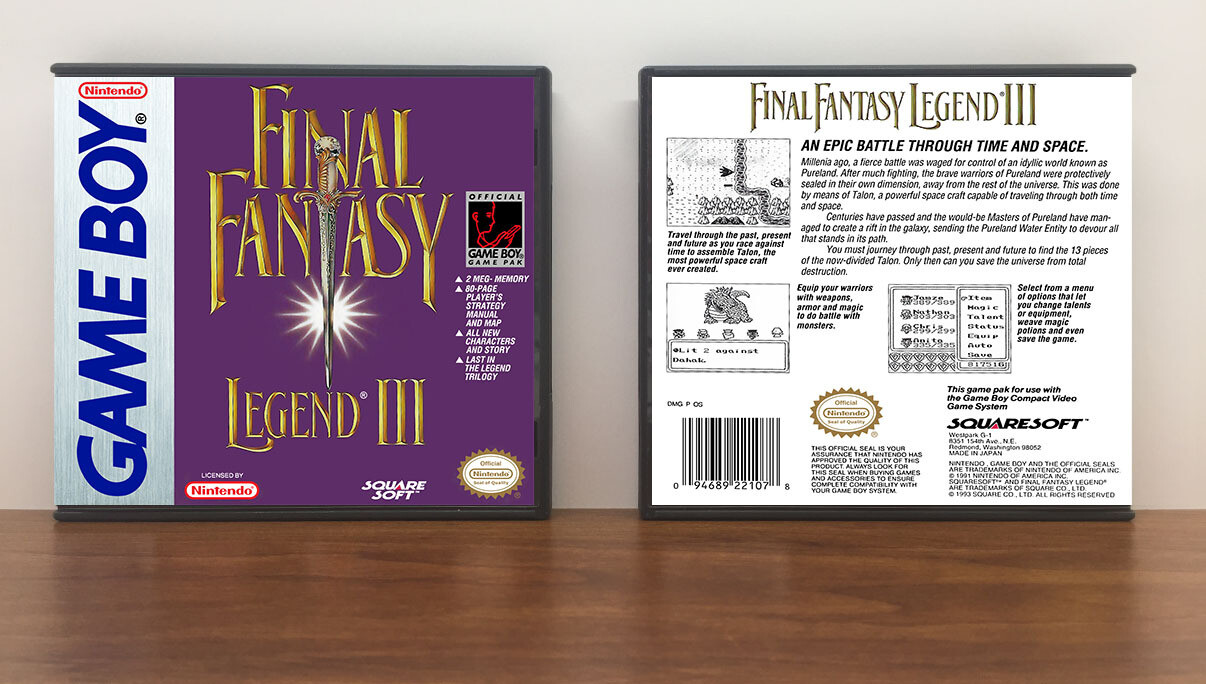 Final Fantasy Legend III (Squaresoft), Artwork Spine Color: Chrome
