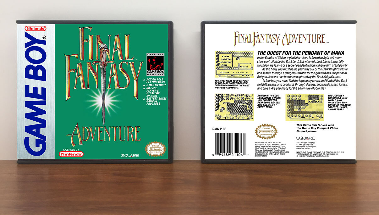 Final Fantasy Adventure (Square), Artwork Spine Color: Chrome