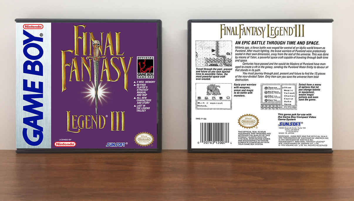 Final Fantasy Legend III (Sunsoft), Artwork Spine Color: Chrome