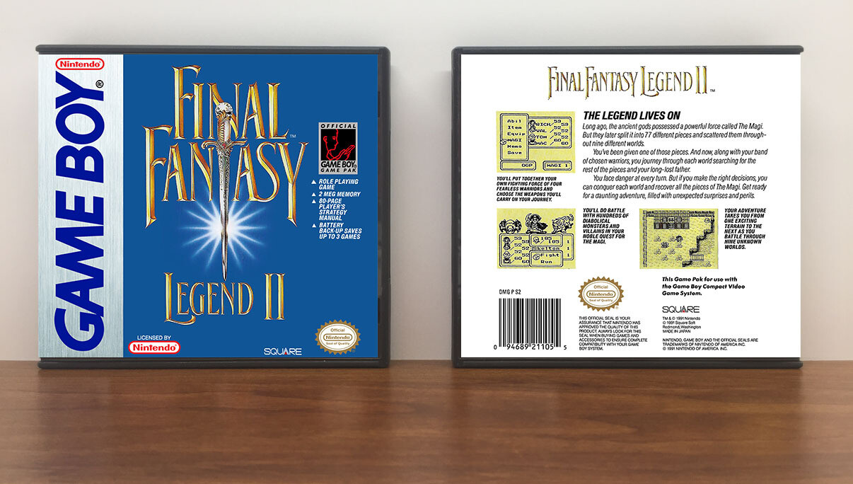 Final Fantasy Legend II (Square), Artwork Spine Color: Chrome