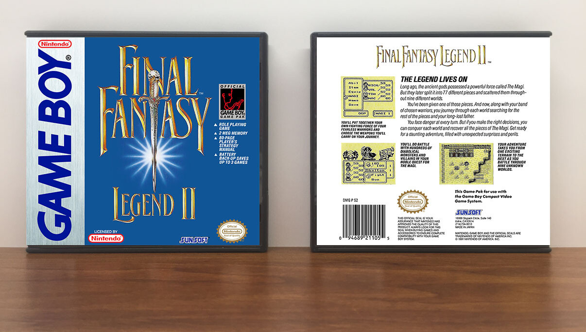 Final Fantasy Legend II (Sunsoft), Artwork Spine Color: Chrome