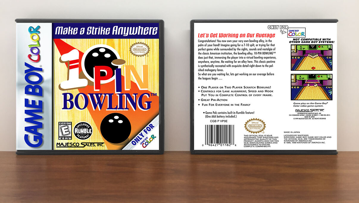 10 Pin Bowling, Case Color: DARK GREY (OEM DS CASE COLOR), Artwork Spine Color: Chrome