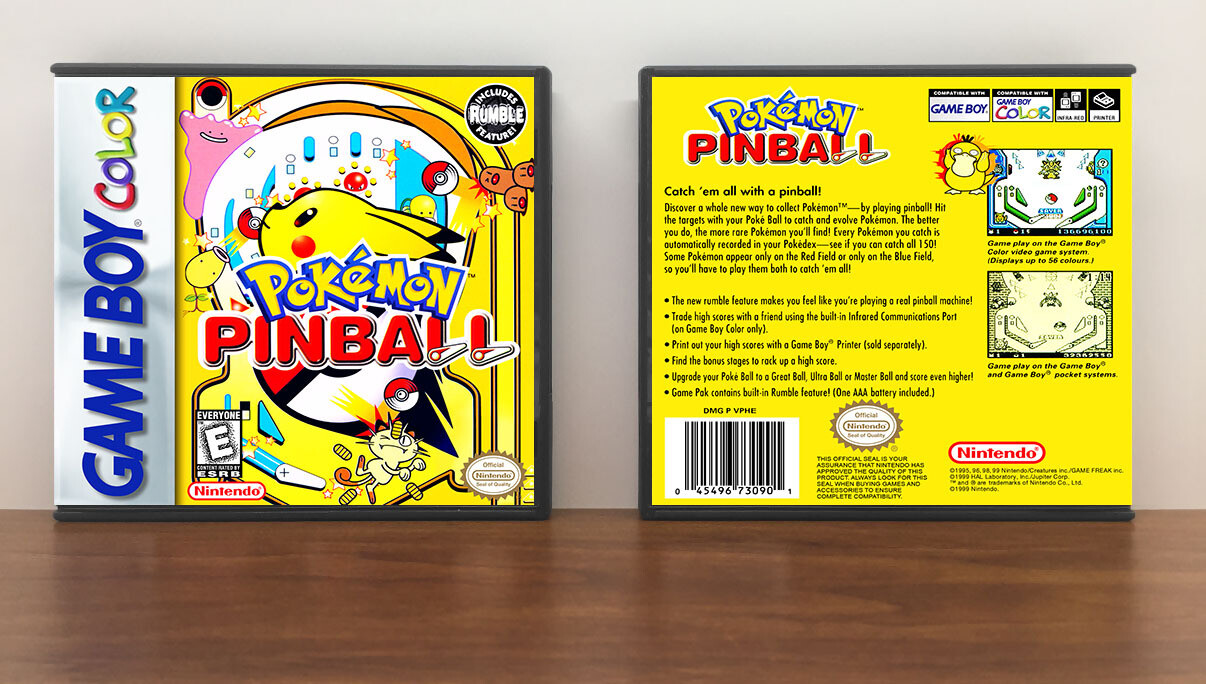 Pokemon Pinball, Case Color: DARK GREY (OEM DS CASE COLOR), Artwork Spine Color: Chrome