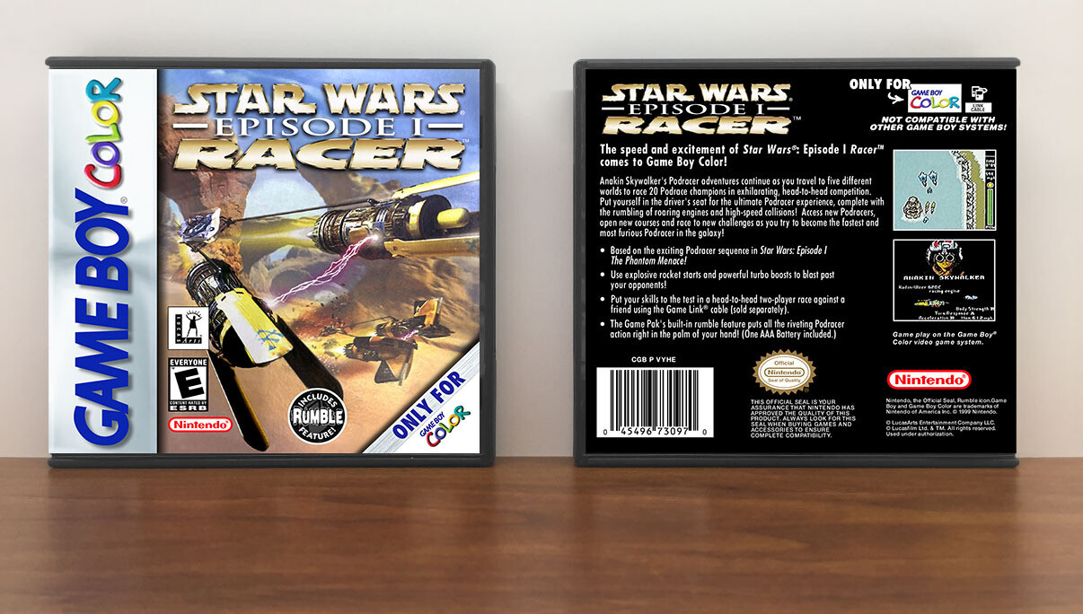Star Wars Episode I: Racer, Case Color: DARK GREY (OEM DS CASE COLOR), Artwork Spine Color: Chrome