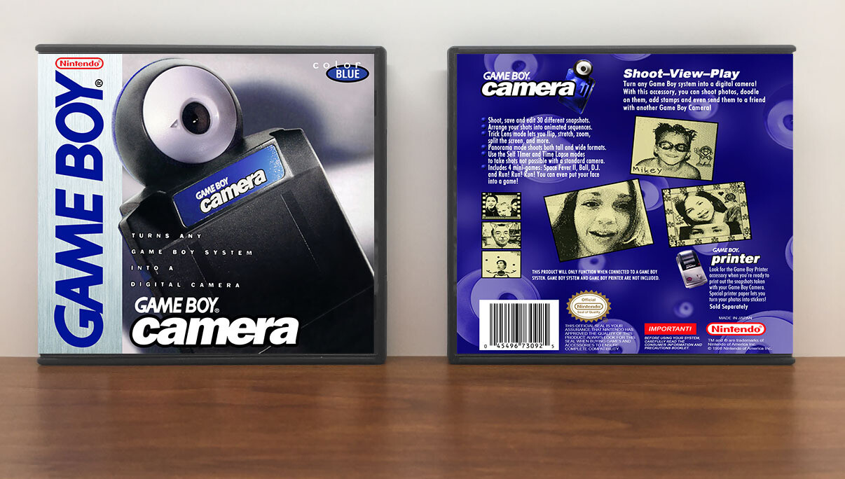 Game Boy Camera - Blue, Case Color: DARK GREY (OEM DS CASE COLOR), Artwork Spine Color: Chrome
