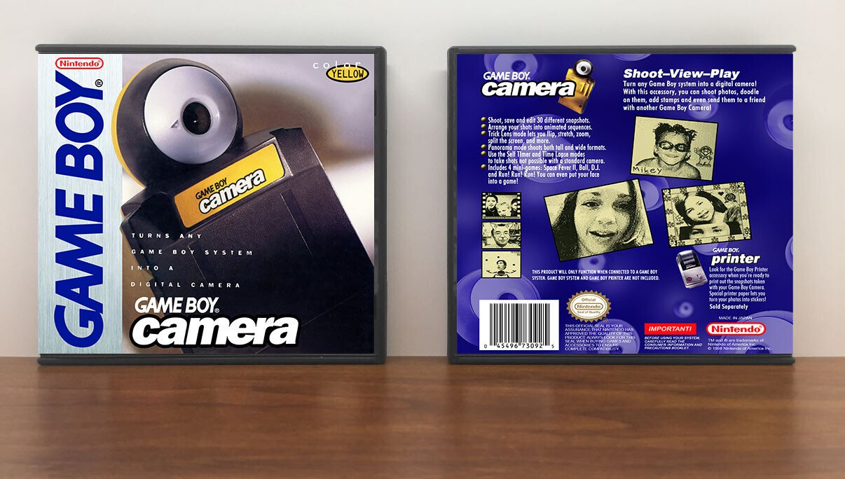 Game Boy Camera - Yellow, Case Color: DARK GREY (OEM DS CASE COLOR), Artwork Spine Color: Chrome