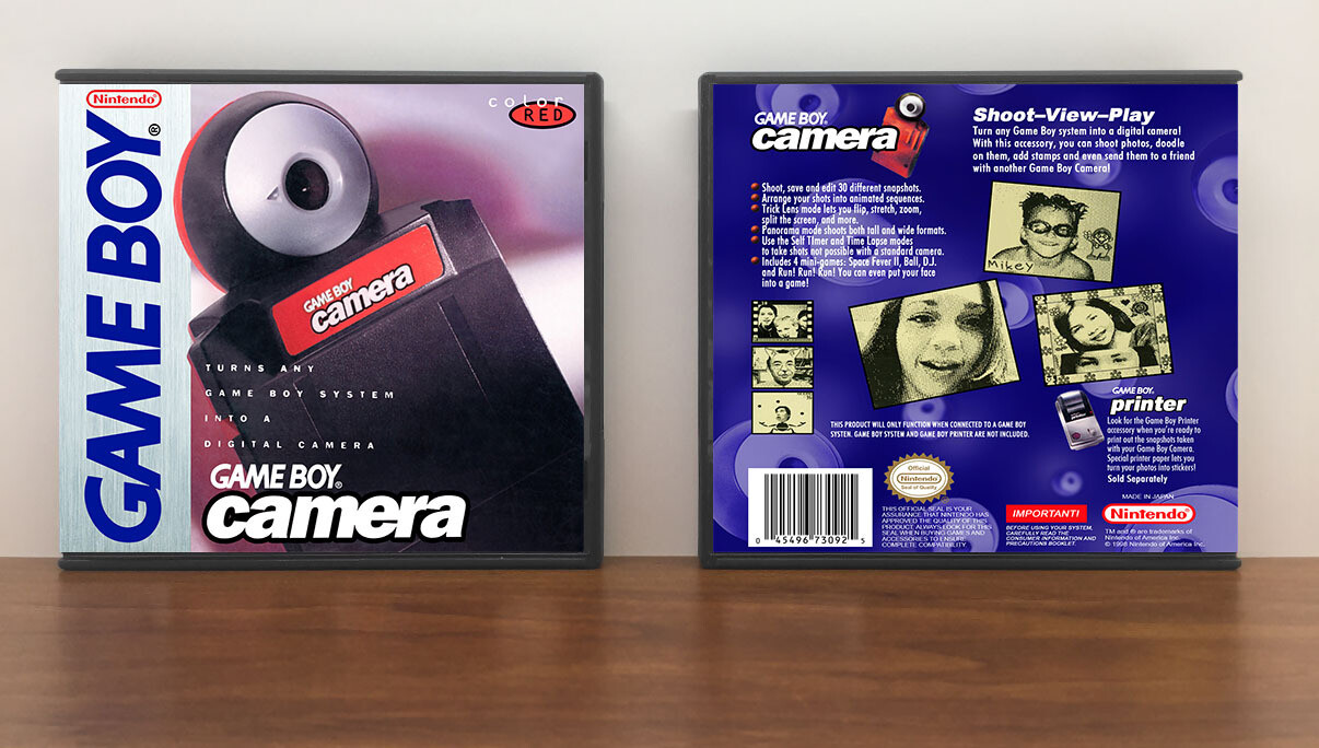 Game Boy Camera - Red, Case Color: DARK GREY (OEM DS CASE COLOR), Artwork Spine Color: Chrome