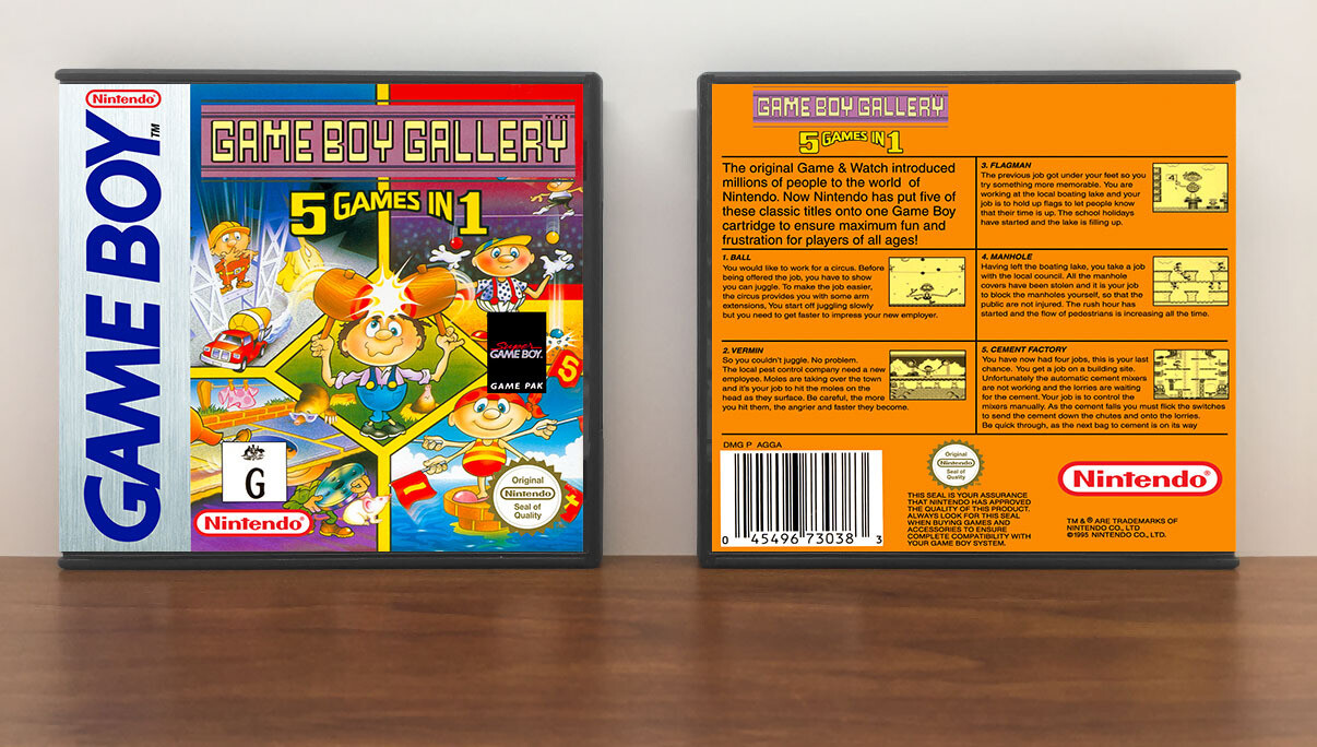 Gameboy Gallery: 5 Games in 1 (PAL), Artwork Spine Color: Chrome