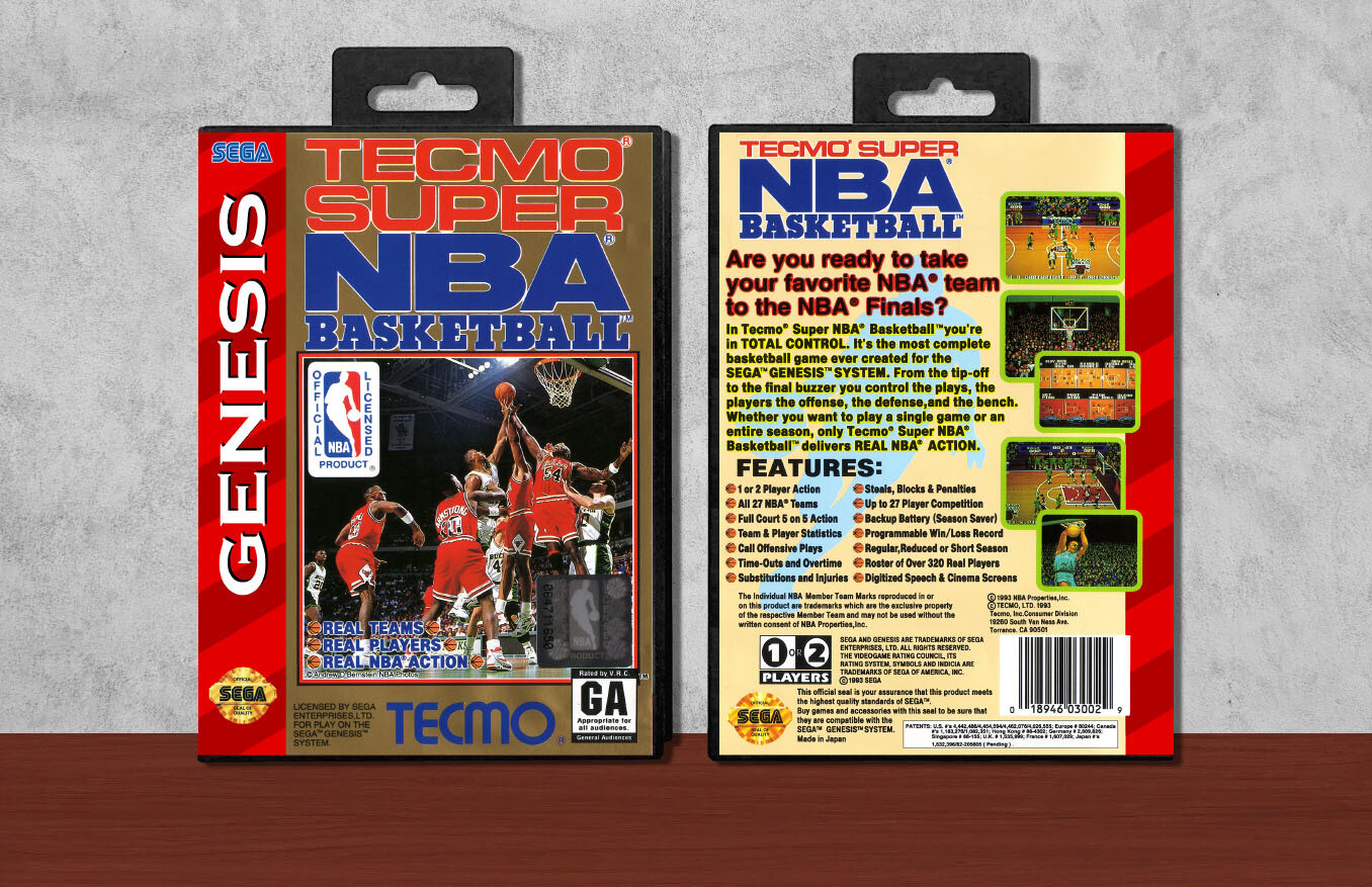 Tecmo Super NBA Basketball, Case Color: Black
