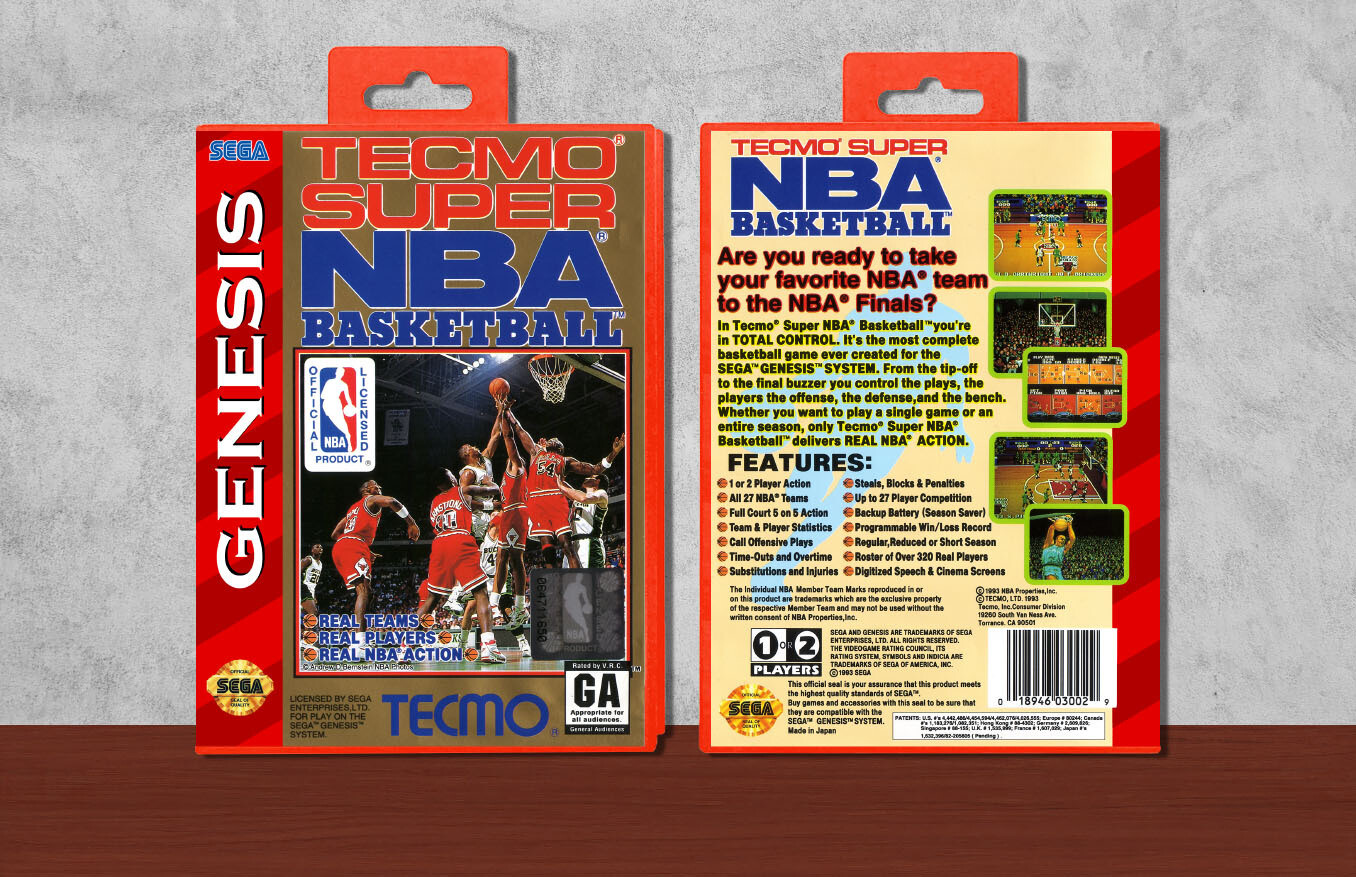 Tecmo Super NBA Basketball, Case Color: Red