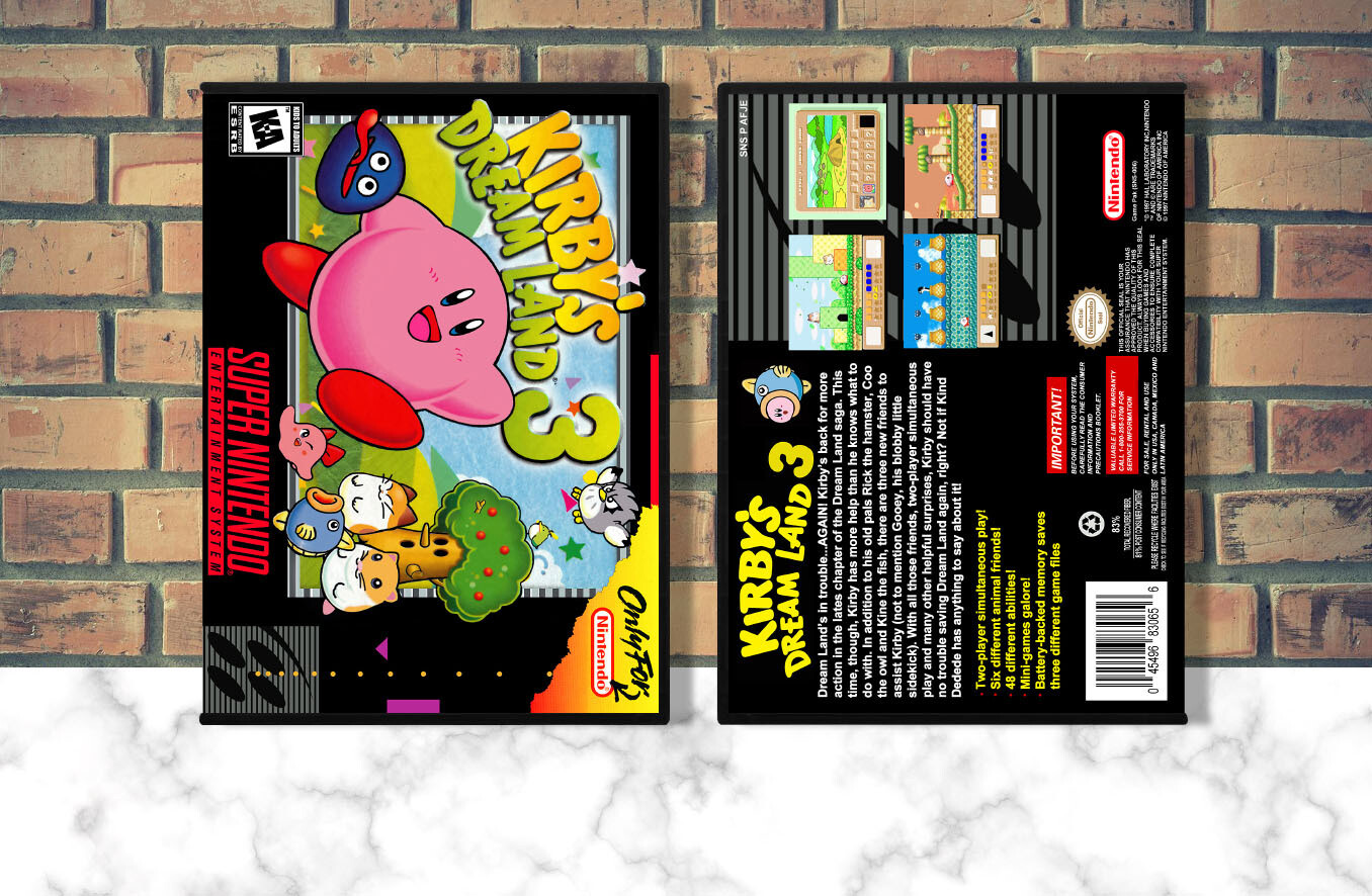 Kirby&#39;s Dream Land 3, Case Color: DARK GREY (OEM DS CASE COLOR)