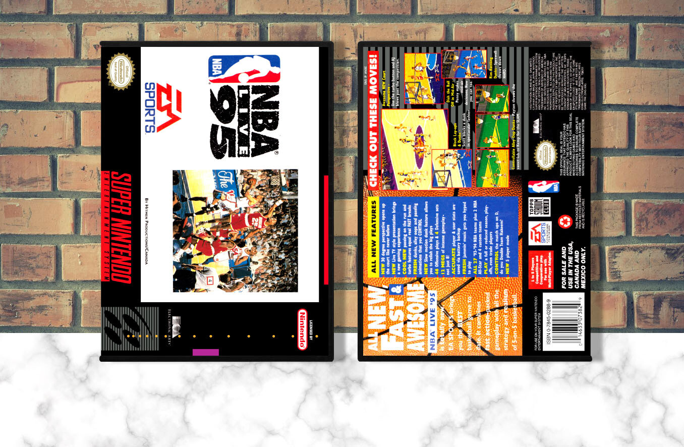 Nba live 95 snes video game case