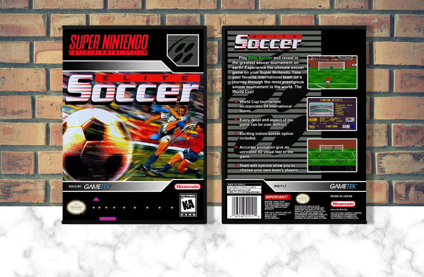 Elite Soccer SNES Video Game Case