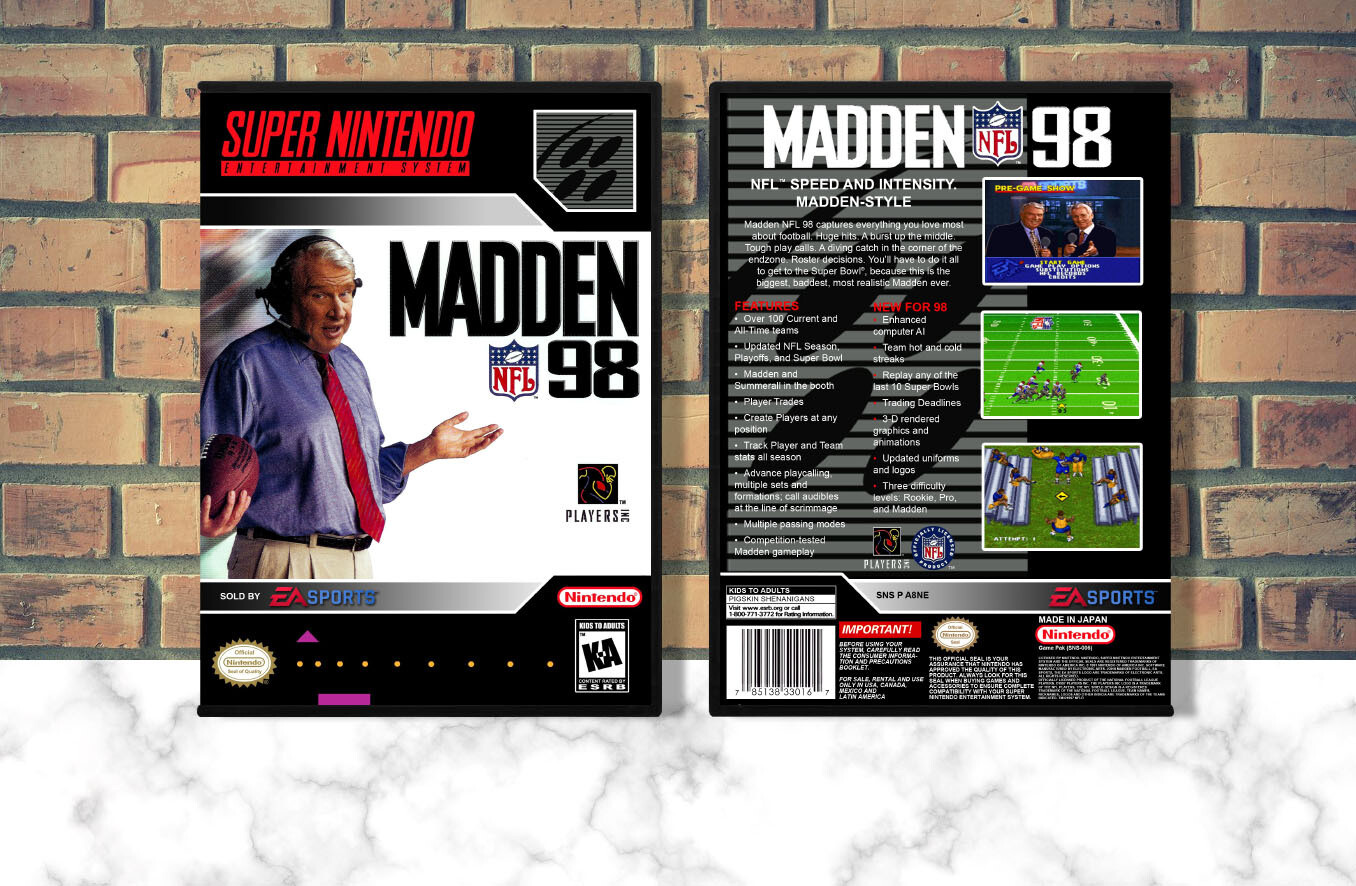 Madden NFL &#39;98, Case Color: DARK GREY (OEM DS CASE COLOR)