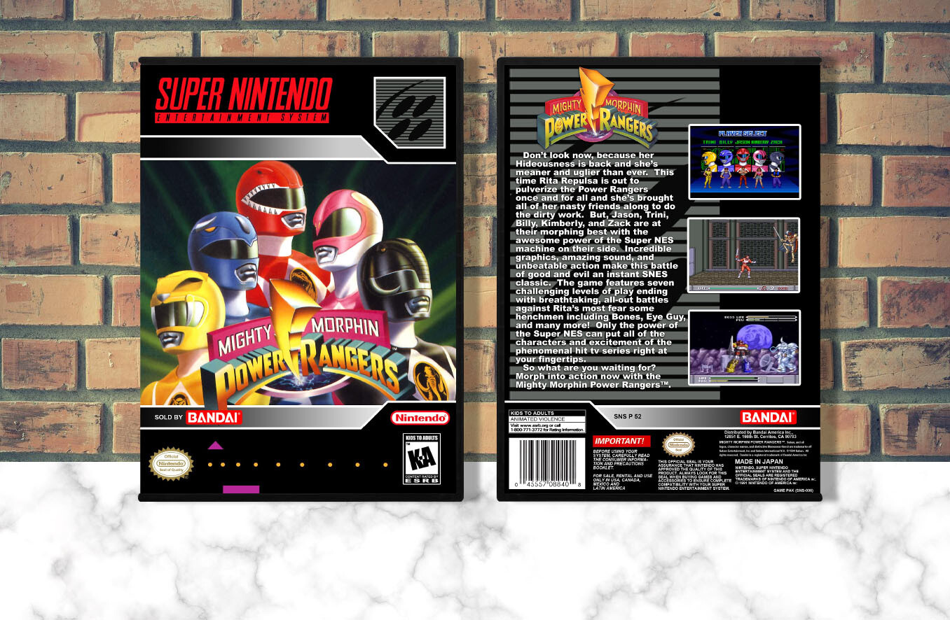 Mighty Morphin Power Rangers - SNES Video Game Case
